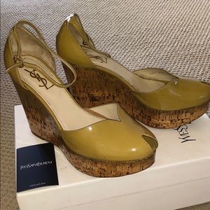 YSL Getty 75 Anklestrap Wedge Sandal